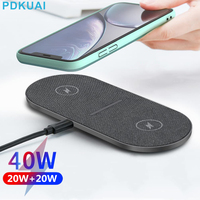 40W podwójny bezprzewodowy Pad ładowania dla iPhone 13 12 11 XS XR X 8 Samsung S22 S21 S20 2 W 1 Qi szybka ładowarka mata dla Airpods 3 Pro 1